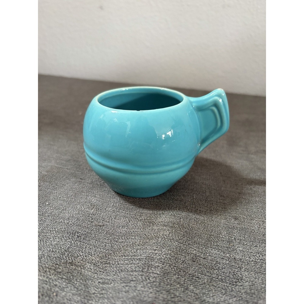 Vintage California Pottery 8 oz Turquoise Ceramic Pottery Sugar Dish